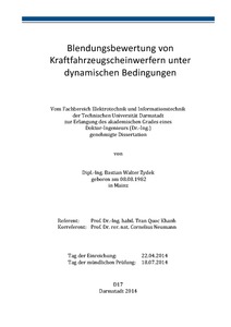 Blendung durch Kfz-Scheinwerfer im nächtlichen Straßenverkehr – TU Berlin  Universitätsverlag