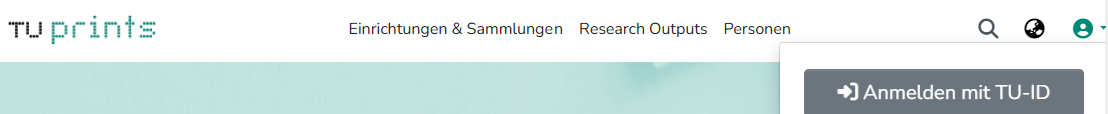Ausgeklapptes Personen-Icon mit Login-Button